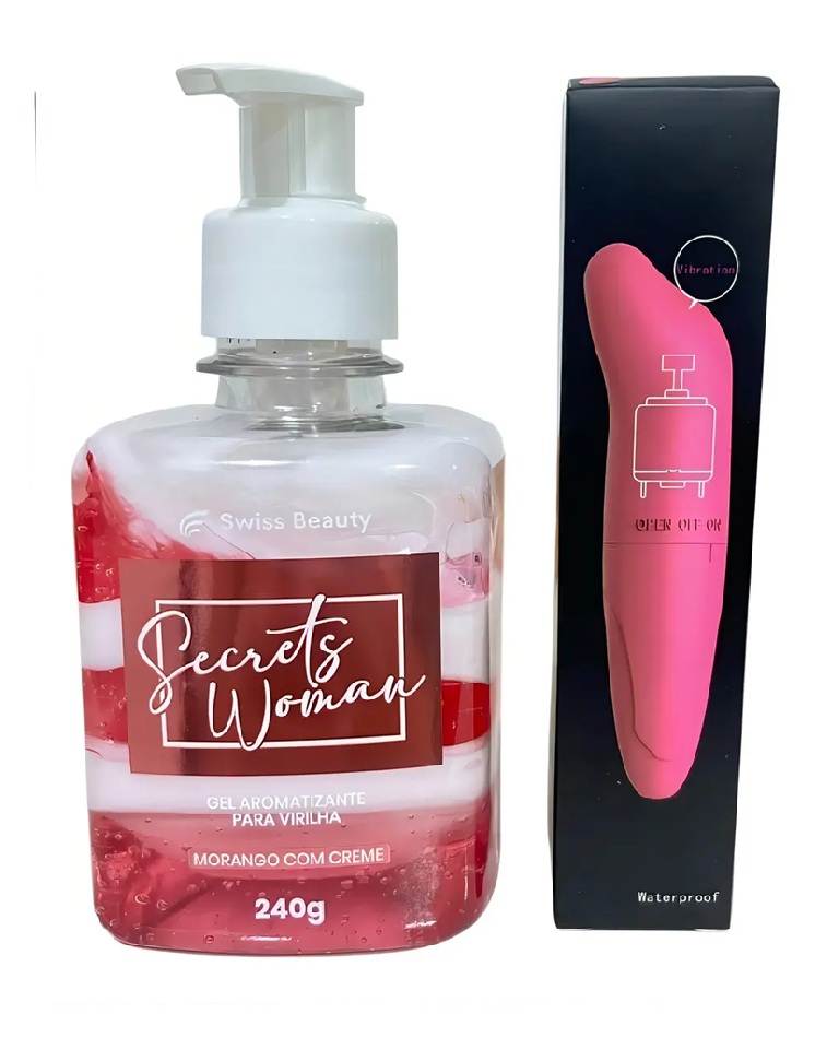 Kit Gel Hidratante + masageador (consolador) Delfin Swiss FRESA CON CREMA - 🌸 PERFUME - Morita | Cosméticos Paraguay