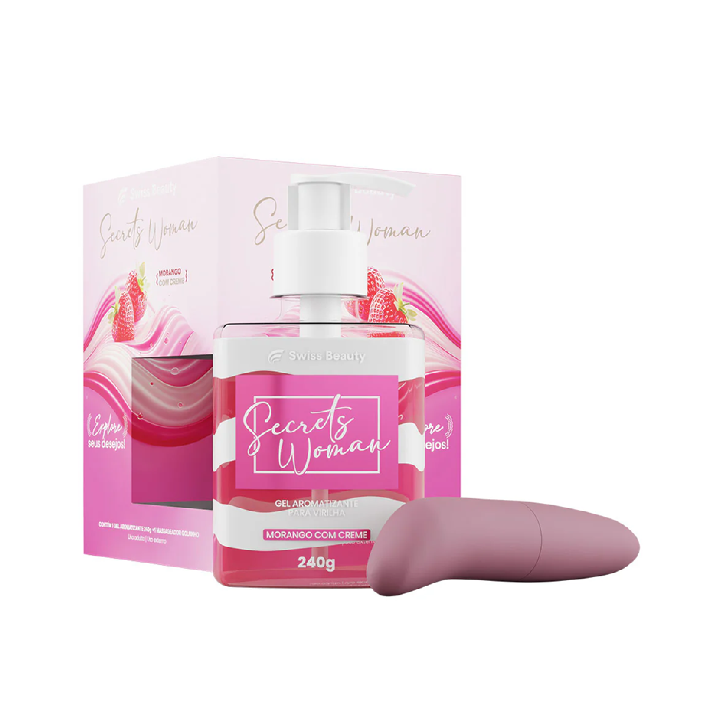 Kit Gel Hidratante + masageador Delfin Swiss FRESA CON CREMA - 💄 COSMÉTICO - Morita | Cosméticos Paraguay